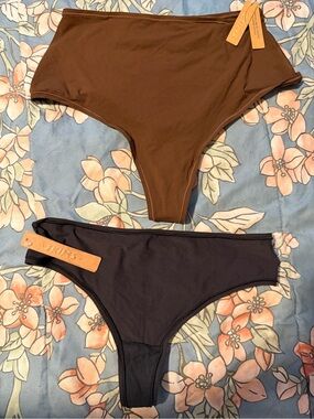 SKIMS High-Waist Brief & Classic Bikini Panties in Brown and Black